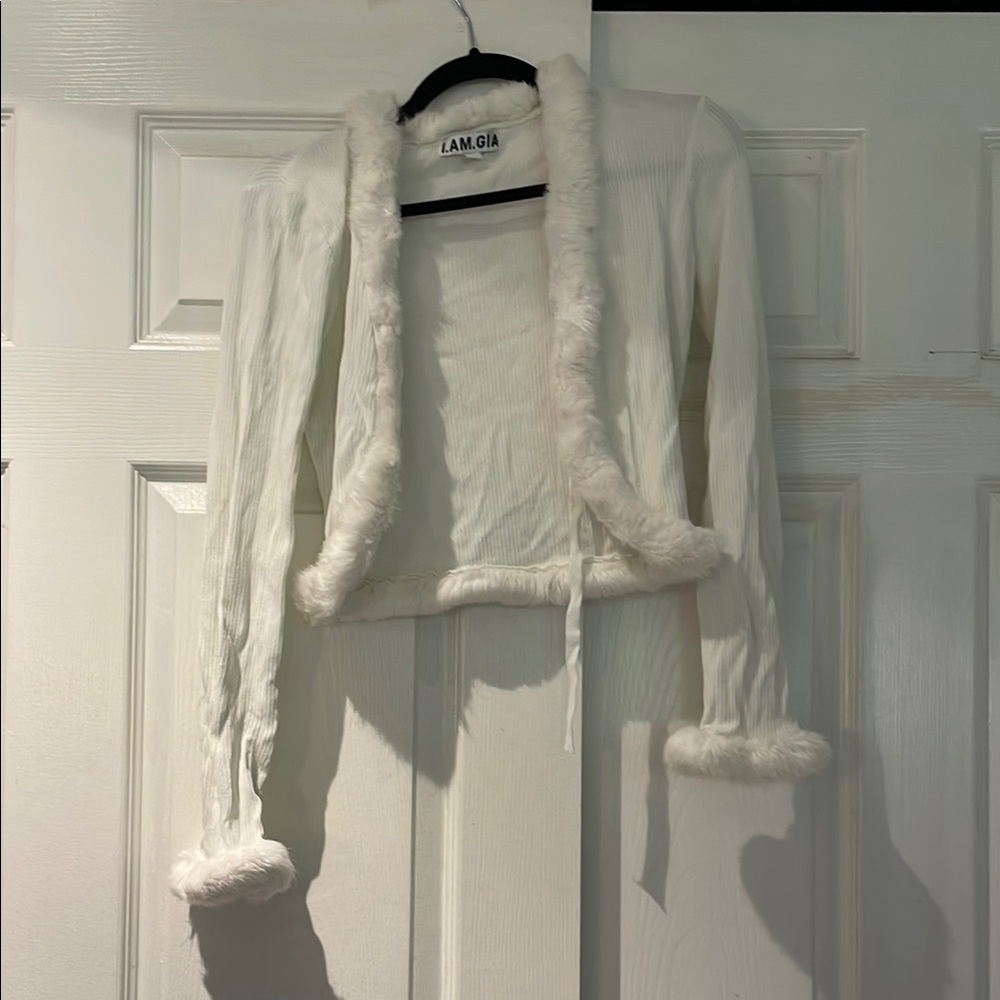 I.AM.GIA Cream Cardigan with Faux Fur